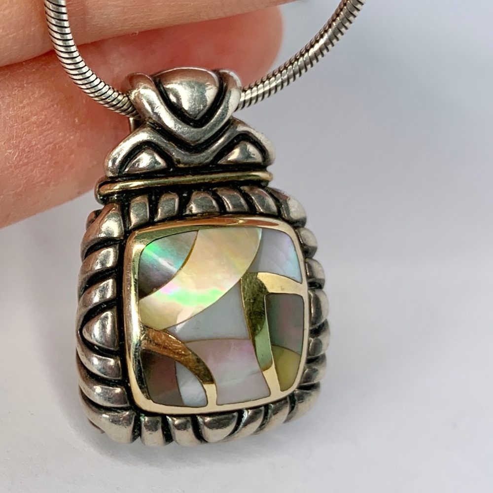 Mother of pearl Abalone silver multicolor necklace